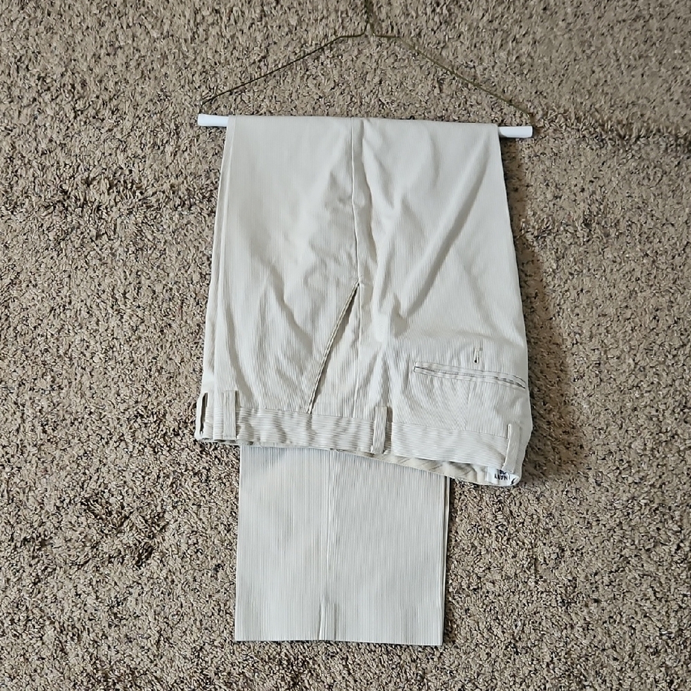 Cream Dress Pants with Relaxed Fit and Straight Legs